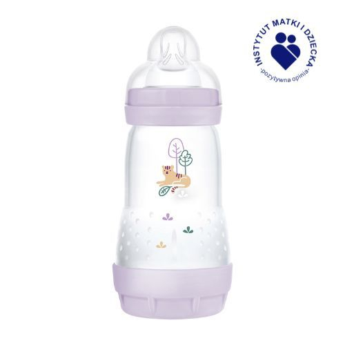 Biberon cu tetina din silicon, 260 ml MAM Perfect Start Anti-Colic, 851162, Mov [2]