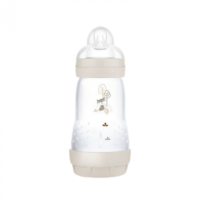 Biberon cu tetina din silicon, 260 ml MAM Perfect Start Anti-Colic, 851179, Crem [1]