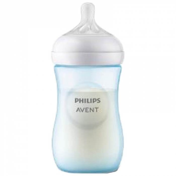 Biberon cu tetina din silicon 260 ml Philips Natural Response SCY903/21, Albastru [2]
