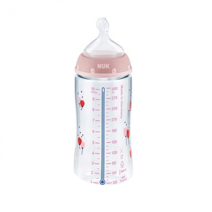 Biberon cu tetina din silicon 300 ml Nuk First Choice 74192, Roz 0-6 luni [3]