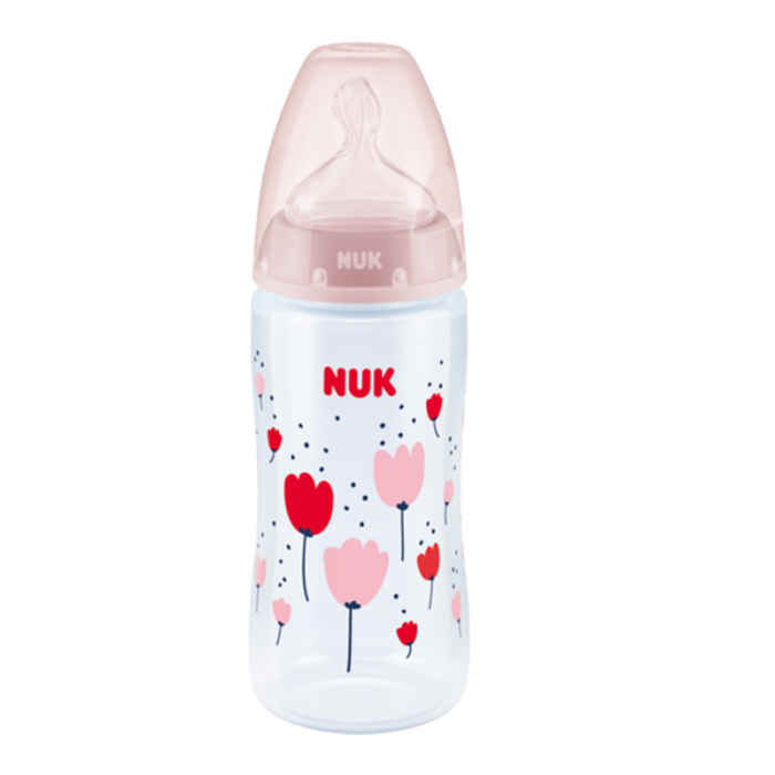 Biberon cu tetina din silicon 300 ml Nuk First Choice 74192, Roz 0-6 luni [1]