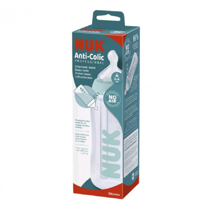 Biberon cu tetina din silicon 300 ml Nuk Anti Colic Professional 741148, Verde [4]