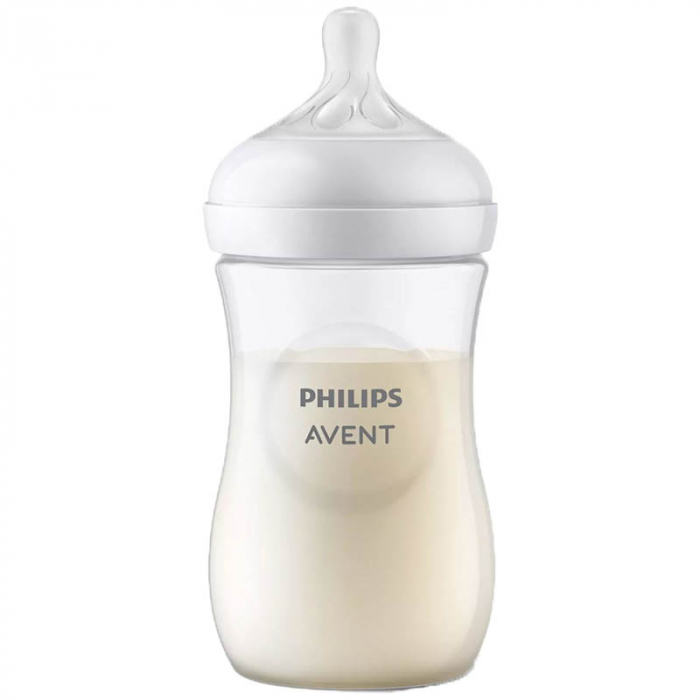 Biberon cu tetina din silicon 260 ml Philips Natural Response SCY903/01, Transparent [2]