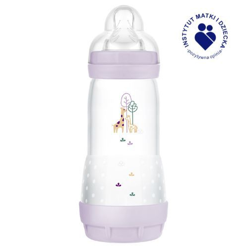 Biberon cu tetina din silicon, 320 ml MAM Perfect Start Anti-Colic, 851209, Mov [2]