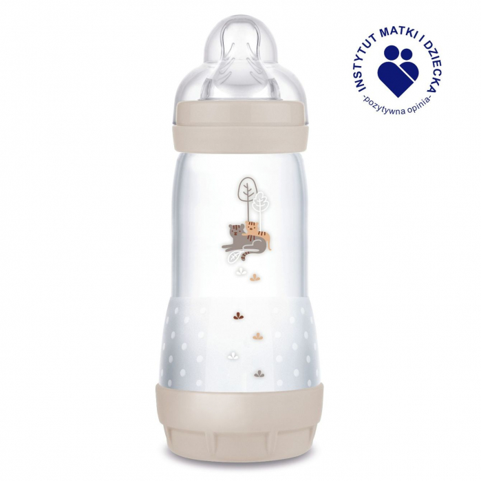 Biberon cu tetina din silicon, 320 ml MAM Perfect Start Anti-Colic, 851216, Crem [2]