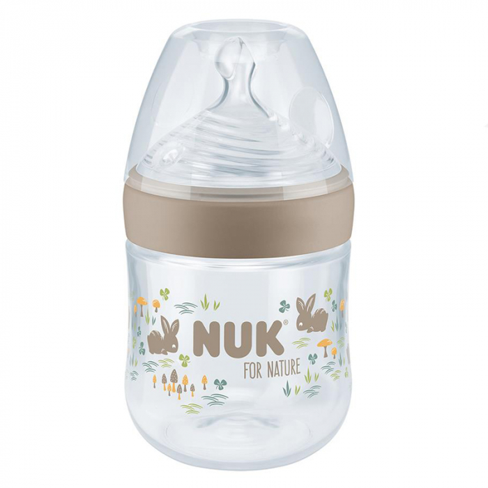 Biberon din polipropilena cu indicator de temperatura si tetina din silicon S 150 ml Nuk For Nature 10743076R, Roz [1]