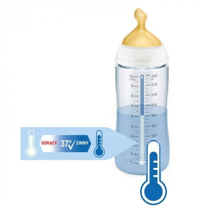 Biberon din polipropilena cu tetina din latex si tetina din silicon 360 ml Nuk First Choice+ BBB216148, Albastru [2]