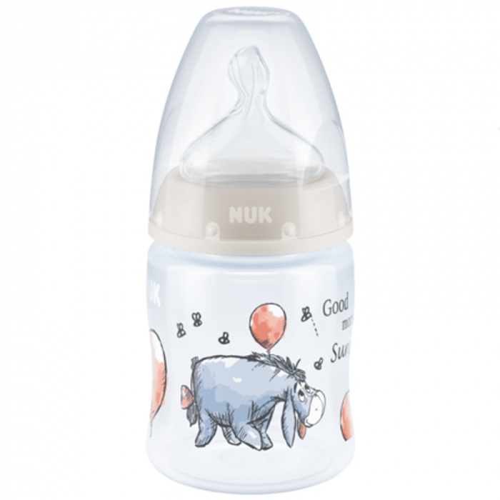 Biberon din polipropilena cu tetina din silicon 150 ml Nuk First Choice Winnie The Pooh 743932-1, Crem [1]