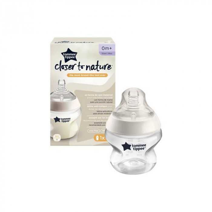Biberon din polipropilena cu tetina din silicon 150 ml, Tommee Tippee 224002, Alb [2]
