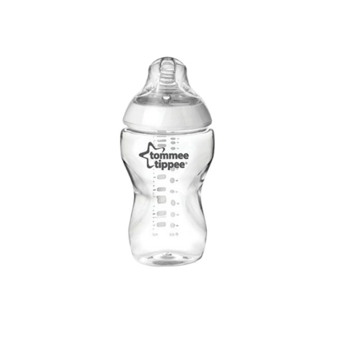 Biberon din sticla, cu tetina din silicon 340 ml, Tommee Tippee 226013, Alb [1]