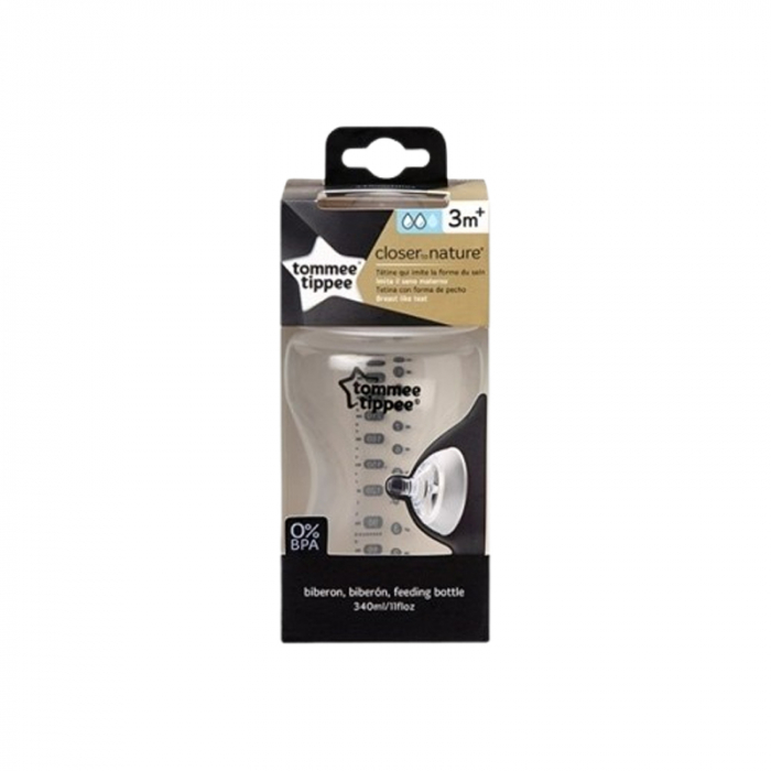 Biberon din sticla, cu tetina din silicon 340 ml, Tommee Tippee 226013, Alb [2]