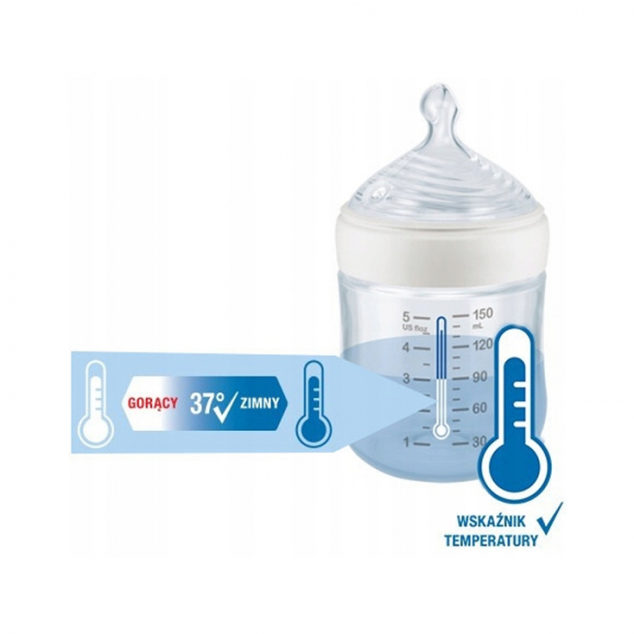 Biberon din polipropilena cu tetina din silicon 150 ml S Nuk Nature Sense 743908, Turcoaz [3]