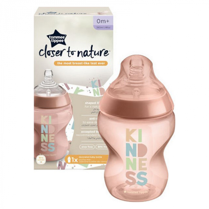 Biberon din polipropilena cu tetina din silicon 260 ml, Tommee Tippee 225023, Roz [2]