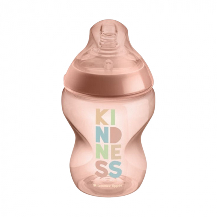 Biberon din polipropilena cu tetina din silicon 260 ml, Tommee Tippee 225023, Roz [1]