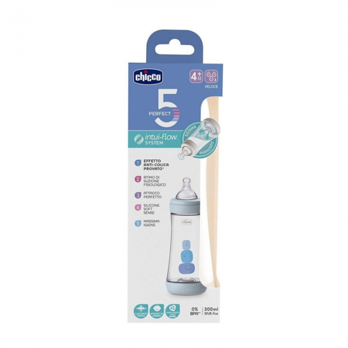 Biberon din polipropilena cu tetina din silicon 300 ml 4+ luni Chicco Perfect 5 Intui-flow 1938A [4]