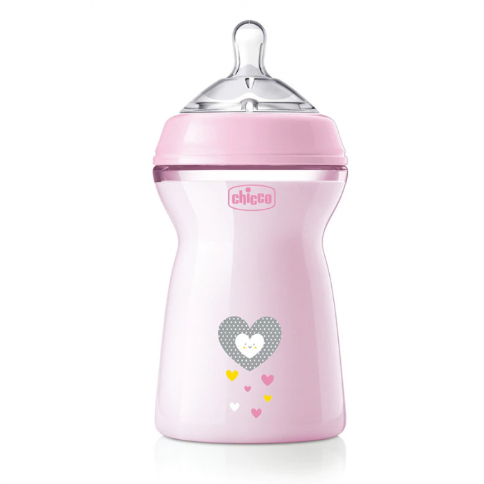 Biberon din polipropilena cu tetina din silicon 330 ml Chicco Natural Feeling 153749, Roz [4]