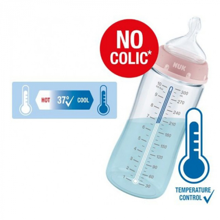 Biberon din polipropilena cu tetina din silicon 300 ml Nuk First Choice+ 216248, Roz [2]