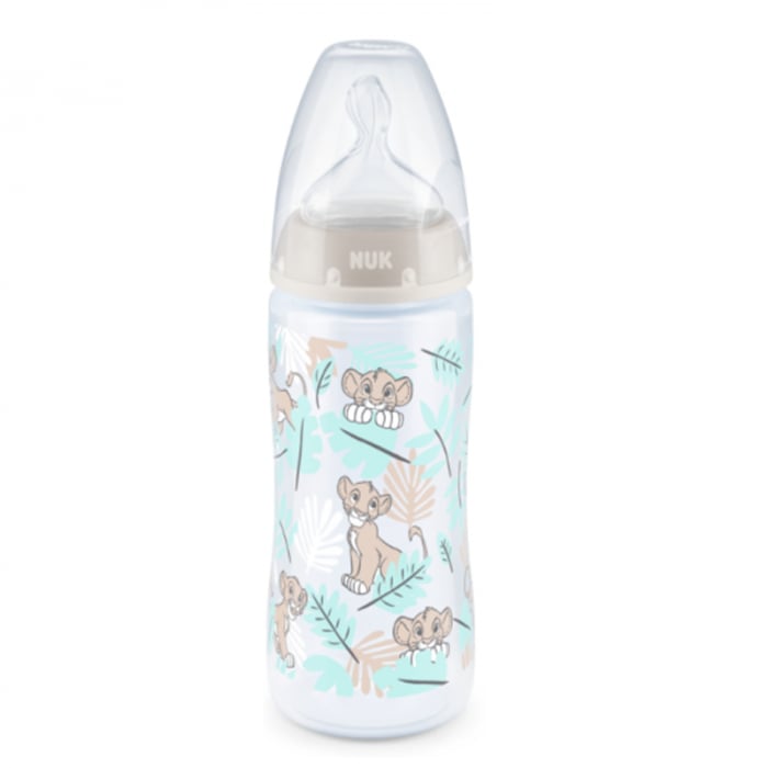 Biberon din polipropilena cu tetina din silicon, cu indicator de temperatura, 300 ml Nuk First Choice+ 741764-6-9, Gri [1]