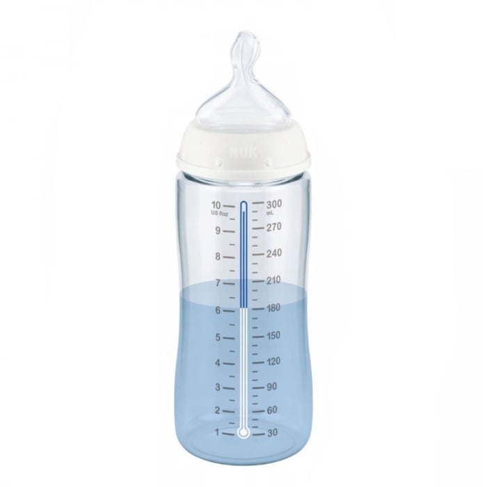 Biberon din polipropilena cu tetina din silicon, cu indicator de temperatura, 300 ml Nuk First Choice+ 741764-6-9, Gri [2]