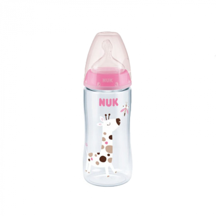 Biberon din polipropilena cu tetina din silicon 300 ml Y Nuk First Choice+ 741103, Roz [1]
