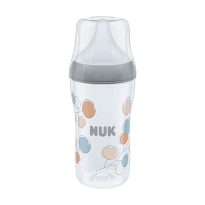 Biberon din polipropilena, cu tetina din silicon anticolici si senzor de temperatura, 260 ml Nuk Perfect Match Balloons 436003, Alb [1]