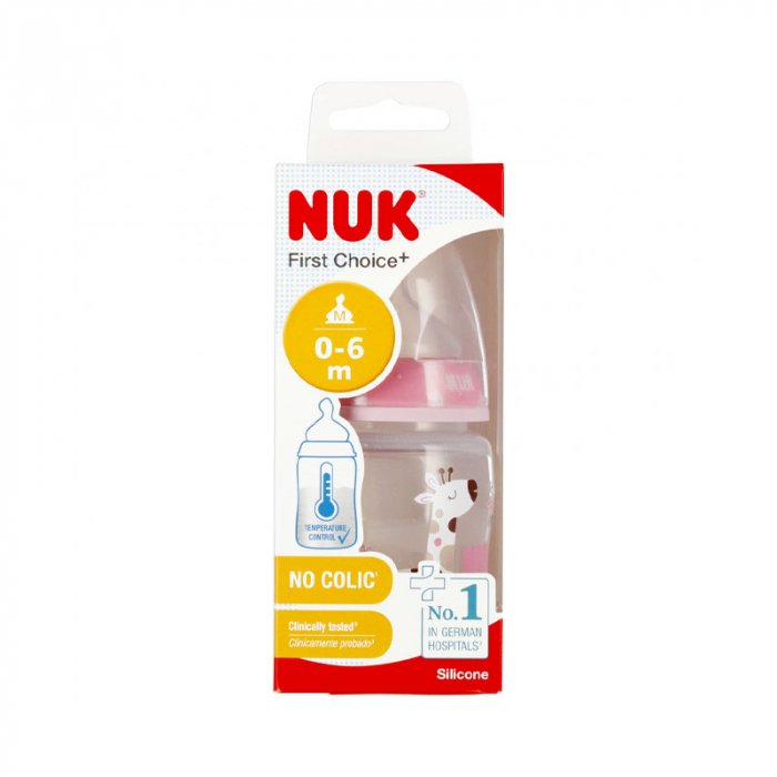 Biberon din polipropilena cu tetina din latex, cu indicator de temperatura 360 ml Nuk First Choice+ BB216248, Roz [2]