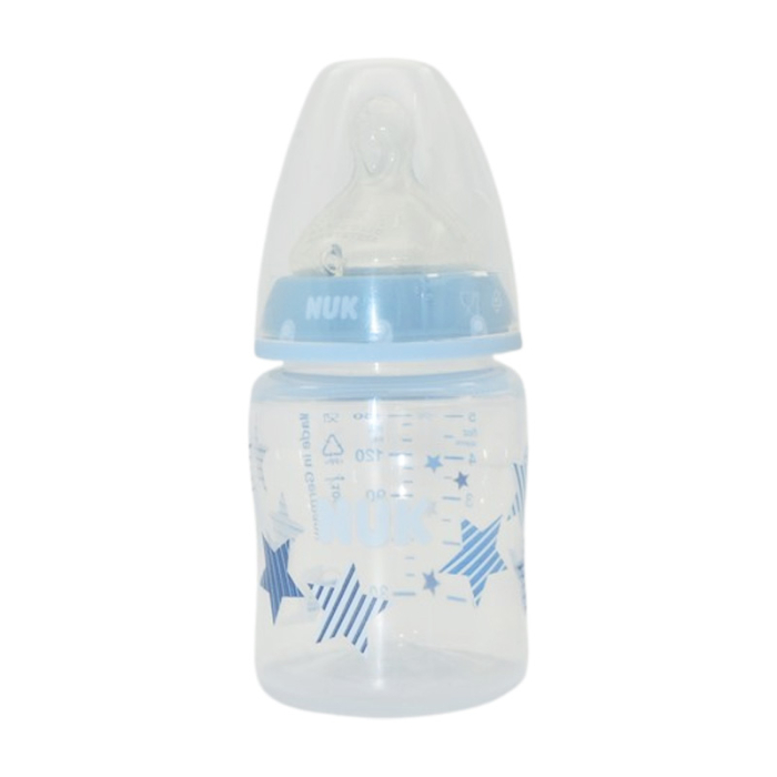 Biberon din polipropilena, cu tetina din silicon M, 150 ml, Nuk First Choice 225125BA2, Albastru [1]
