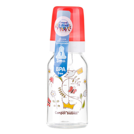 Biberon din sticla cu tetina din silicon 120 ml 3+ luni Canpol Babies 42/202 [3]
