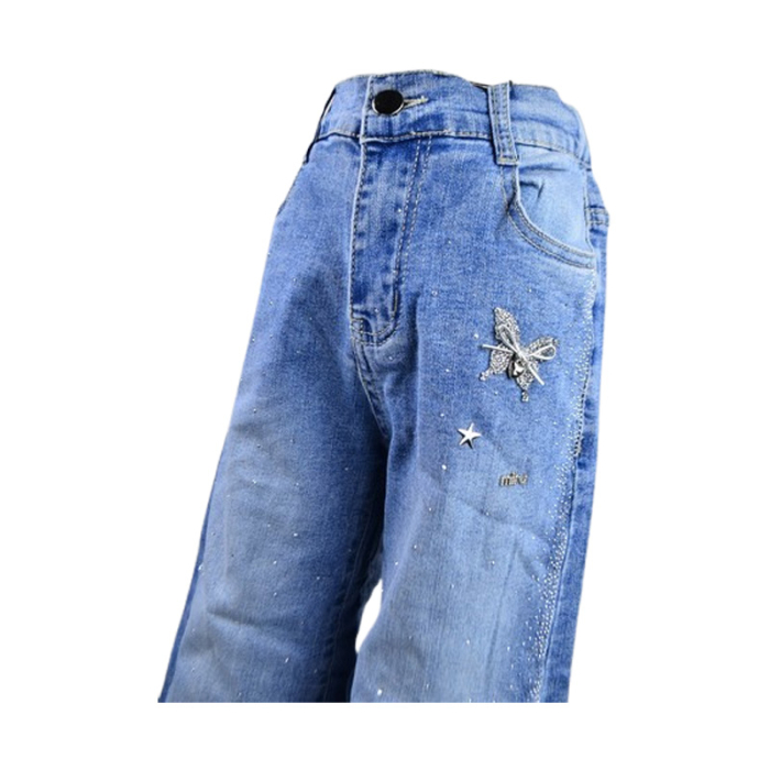 Blugi Wide Leg, pentru fete, Happy House LL-903-8, Albastru [2]