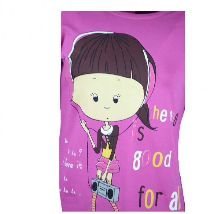 Bluza cu maneca lunga pentru fete Atut A-4859-128, Roz [2]