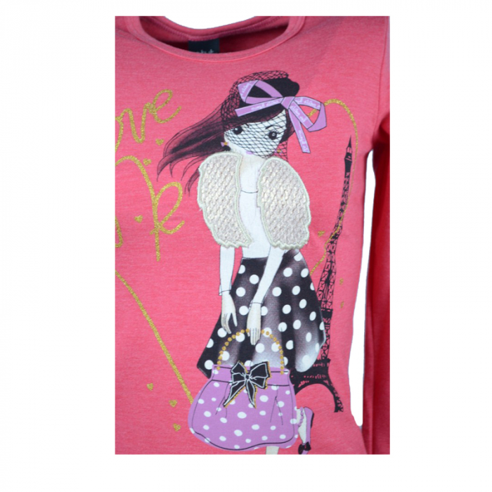 Bluza cu maneca lunga pentru fete Atut A-5657-104, Coral [2]