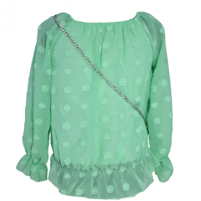 Bluza cu maneca lunga si gentuta pentru fete Lucky Girl 5743V-116, Verde [3]