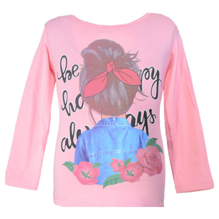 Bluza cu maneca lunga pentru fete OLC SVR 230323-7, Roz [1]