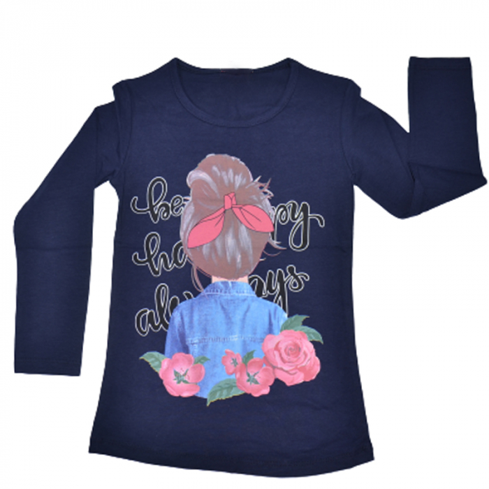 Bluza cu maneca lunga pentru fete OLC SVR 2817B, Bleumarin [1]