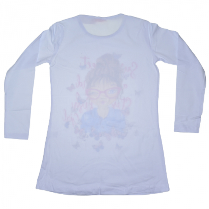 Bluza cu maneca lunga pentru fete OLC SVR 74017A, Alb [2]