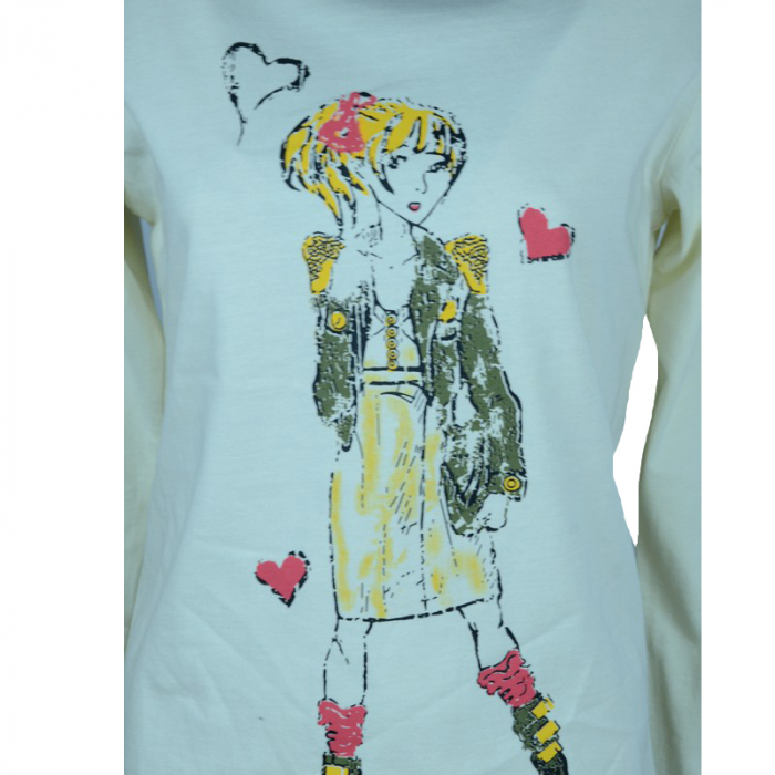 Bluza cu maneca lunga pentru fete Wendee BU10300897-2C-128, Crem [2]