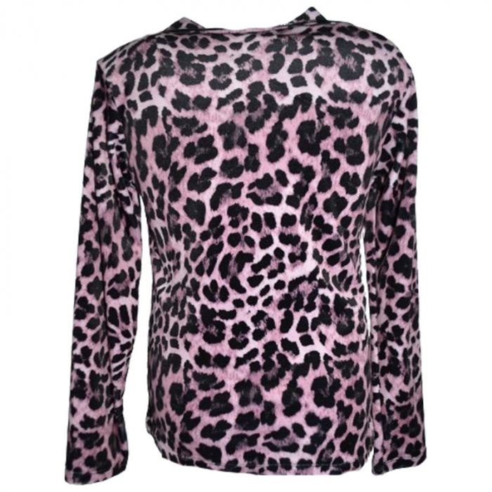 Bluza din catifea animal print cu maneca lunga si colier pentru fete Lucky Girl B91223RZ, Roz [2]