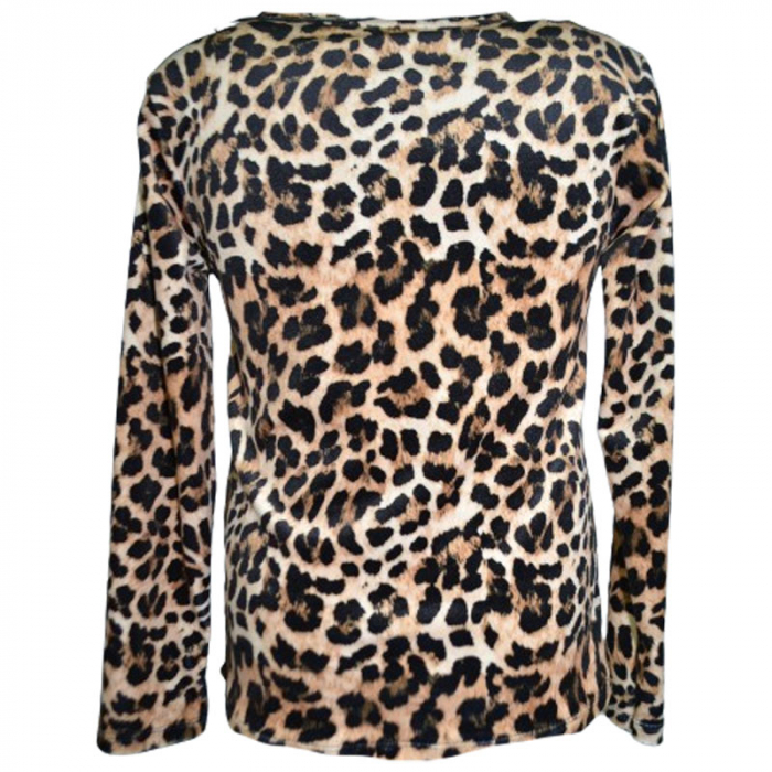 Bluza din catifea animal print cu maneca lunga si colier pentru fete Lucky Girl B91223MR, Maro [2]