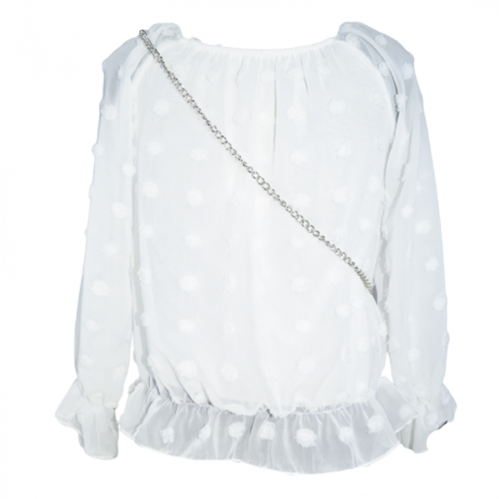 Bluza cu maneca lunga si gentuta pentru fete Lucky Girl 5743A, Alb [3]