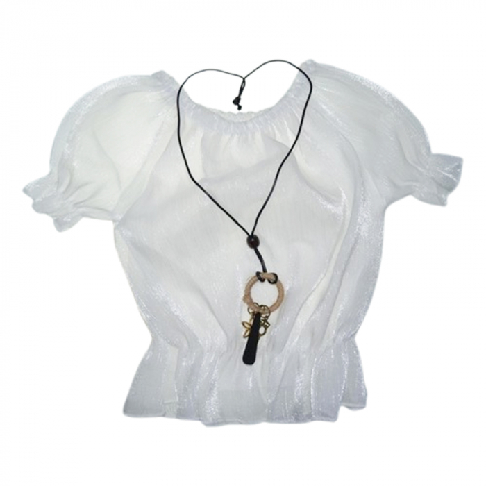 Bluza eleganta cu maneca scurta pentru fete, Mini Junior, BL7957, Alb [1]