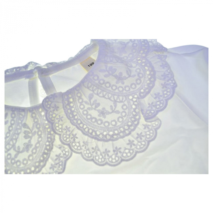 Bluză elegantă, cu guler din dantelă, pentru fete, Mini Junior BL1908A, Alb [4]