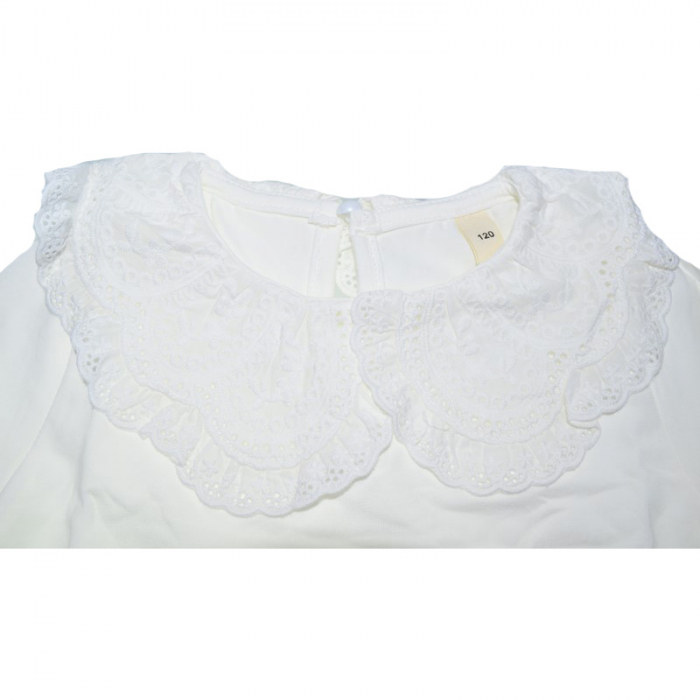 Bluză elegantă, cu guler din dantelă, pentru fete, Mini Junior BL1908A, Alb [2]