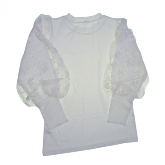 Bluză elegantă, cu manecă cu dantelă, pentru fete, Mini Junior BL1908A3, Alb [4]