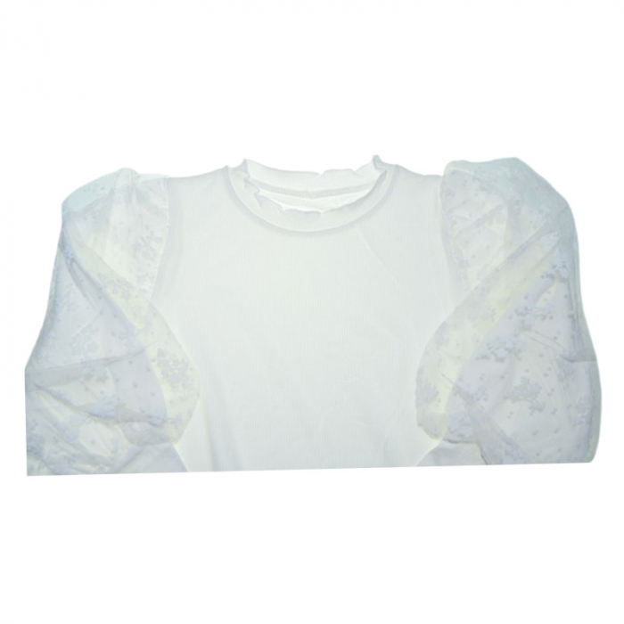 Bluză elegantă, cu manecă cu dantelă, pentru fete, Mini Junior BL1908A3, Alb [5]