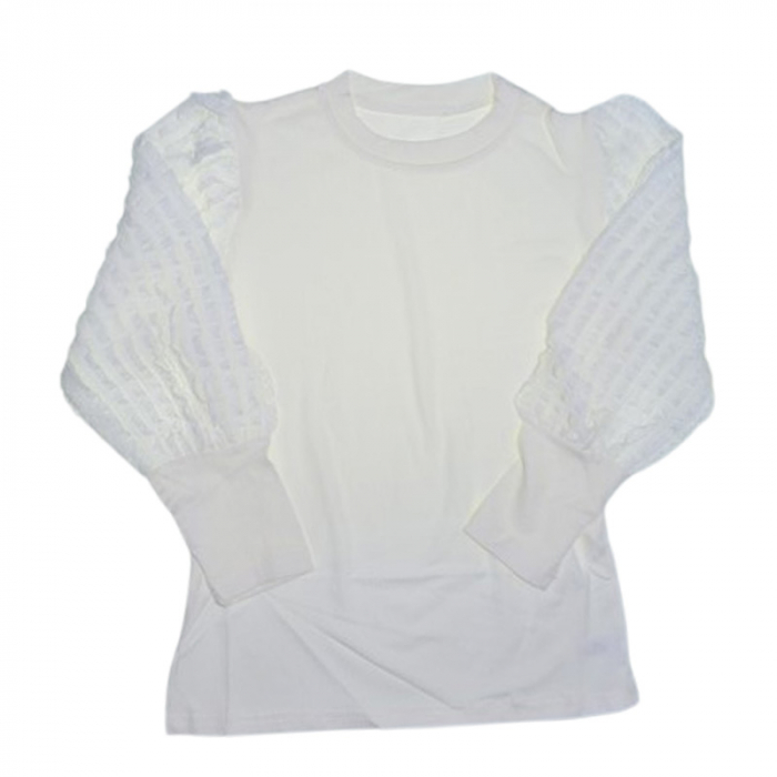 Bluză elegantă, cu manecă cu dantelă, pentru fete, Mini Junior BL1908A4, Alb [1]