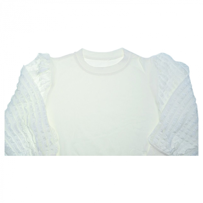 Bluză elegantă, cu manecă cu dantelă, pentru fete, Mini Junior BL1908A4, Alb [2]