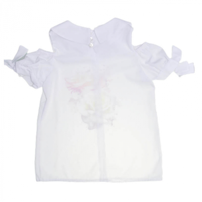 Bluza eleganta cu maneca scurta pentru fete Umbo 300323-2, Alb [2]