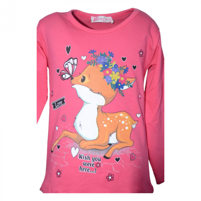 Bluza cu maneca lunga pentru fete OLC SVR 180323, Fucsia [3]