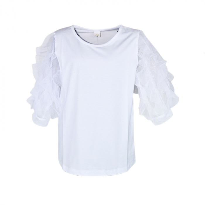 Bluza eleganta din bumbac pentru fete Atut 0843, Alb [2]
