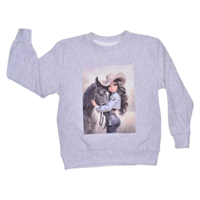 Bluza flausata, pentru fete, Mini Junior 3010G-140, Gri [1]